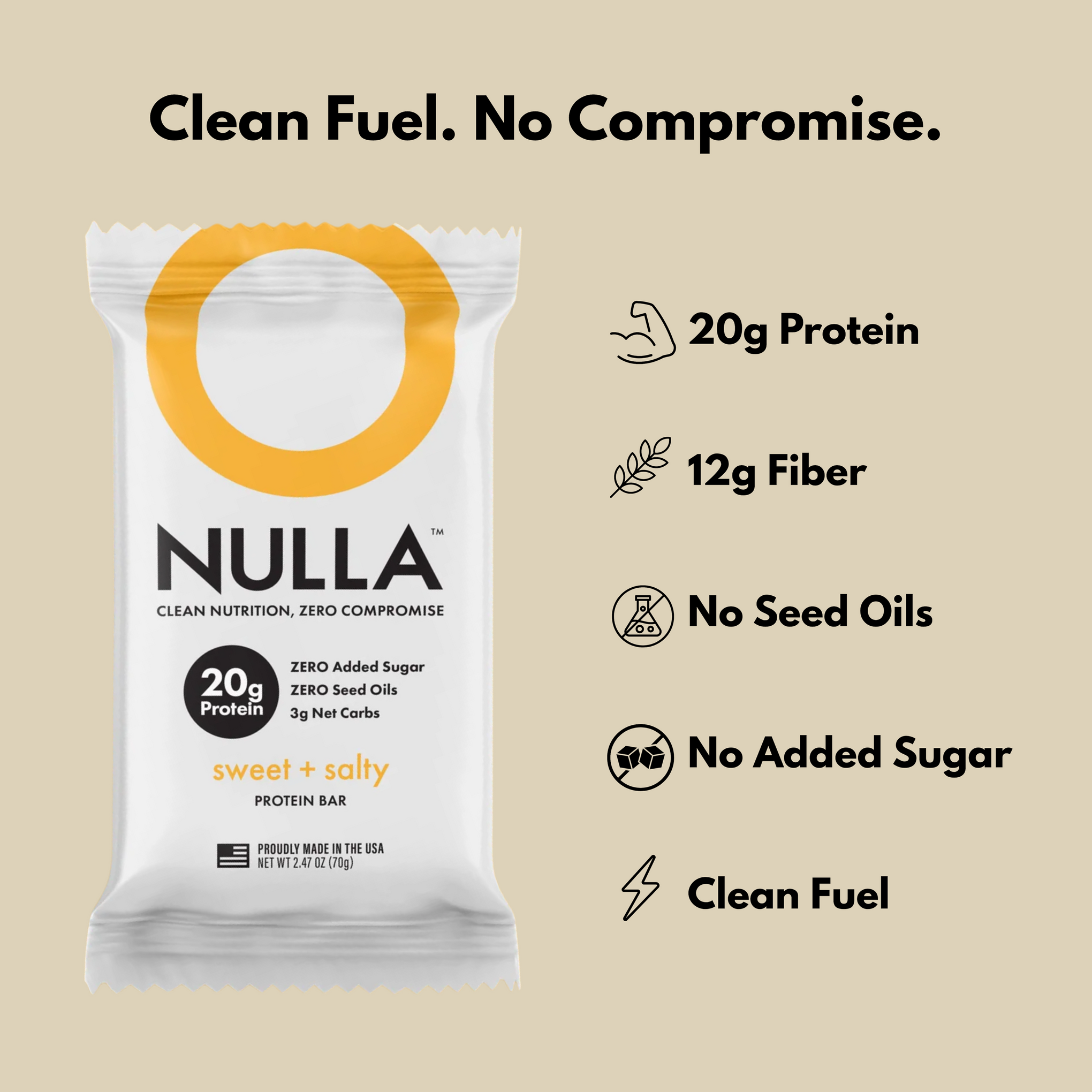 CleanForm Nutrition Nulla Protein Bar - 2 Flavors - Box of 12