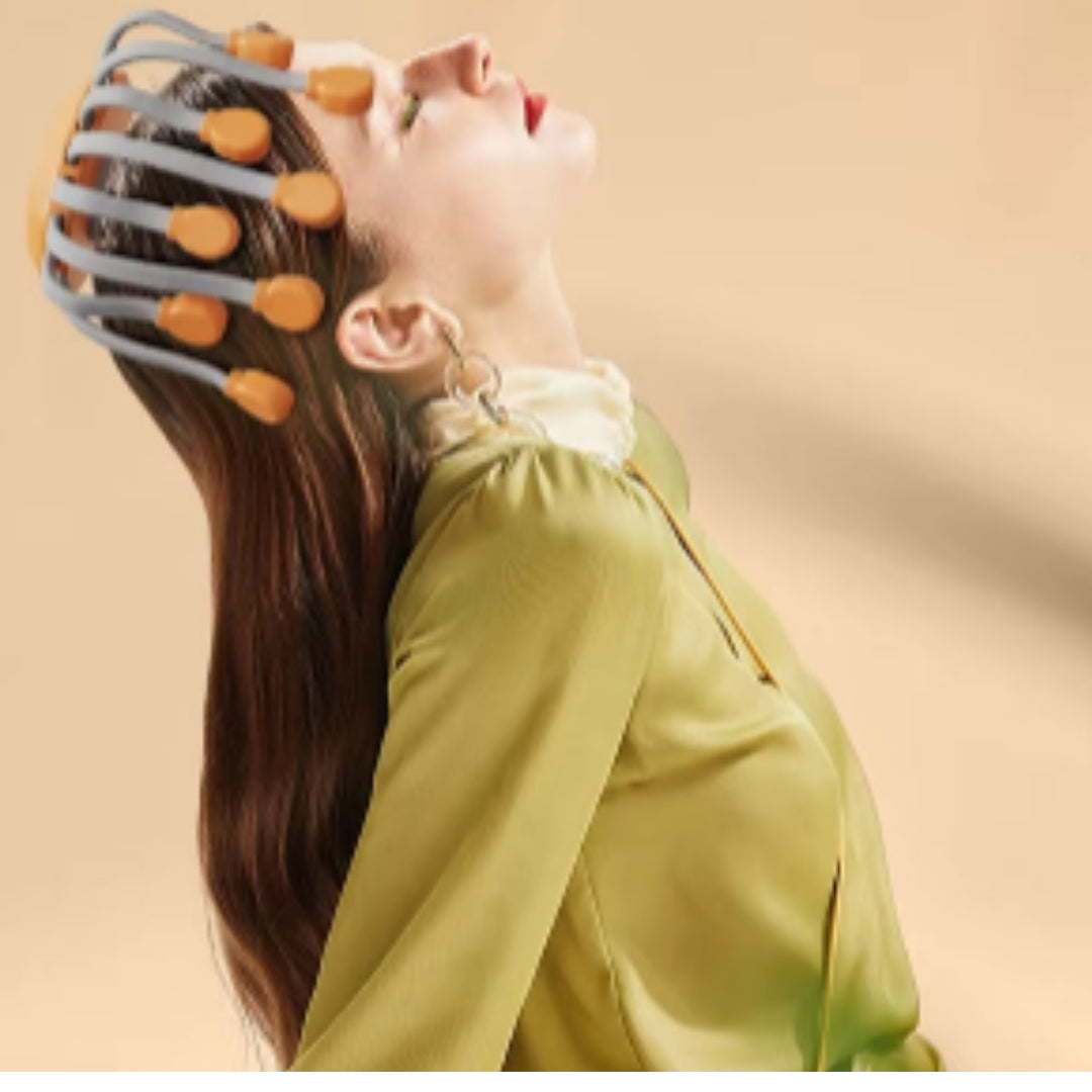 20Massage Heads Orange Scalp Head Massager Red Light Vibrator Octopus Scratcher for Relaxation Stress Migraine