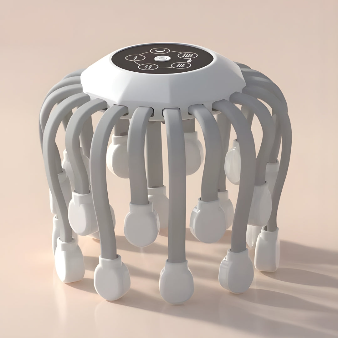 20Massage Heads Orange Scalp Head Massager Red Light Vibrator Octopus Scratcher for Relaxation Stress Migraine