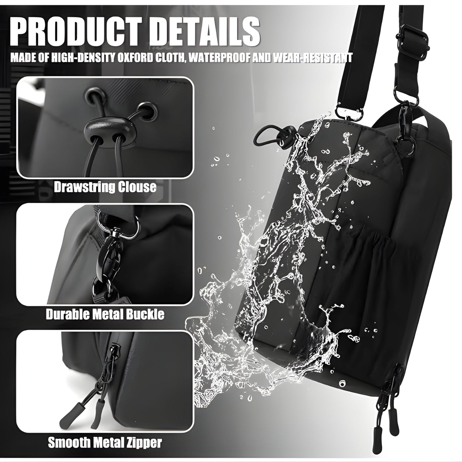 Magnetic Gym Bag Large Capacity Magnetic Carrier Bag with Phone Pocket Portable Gym Water Bottle Pouch Gym Accessories Organizer