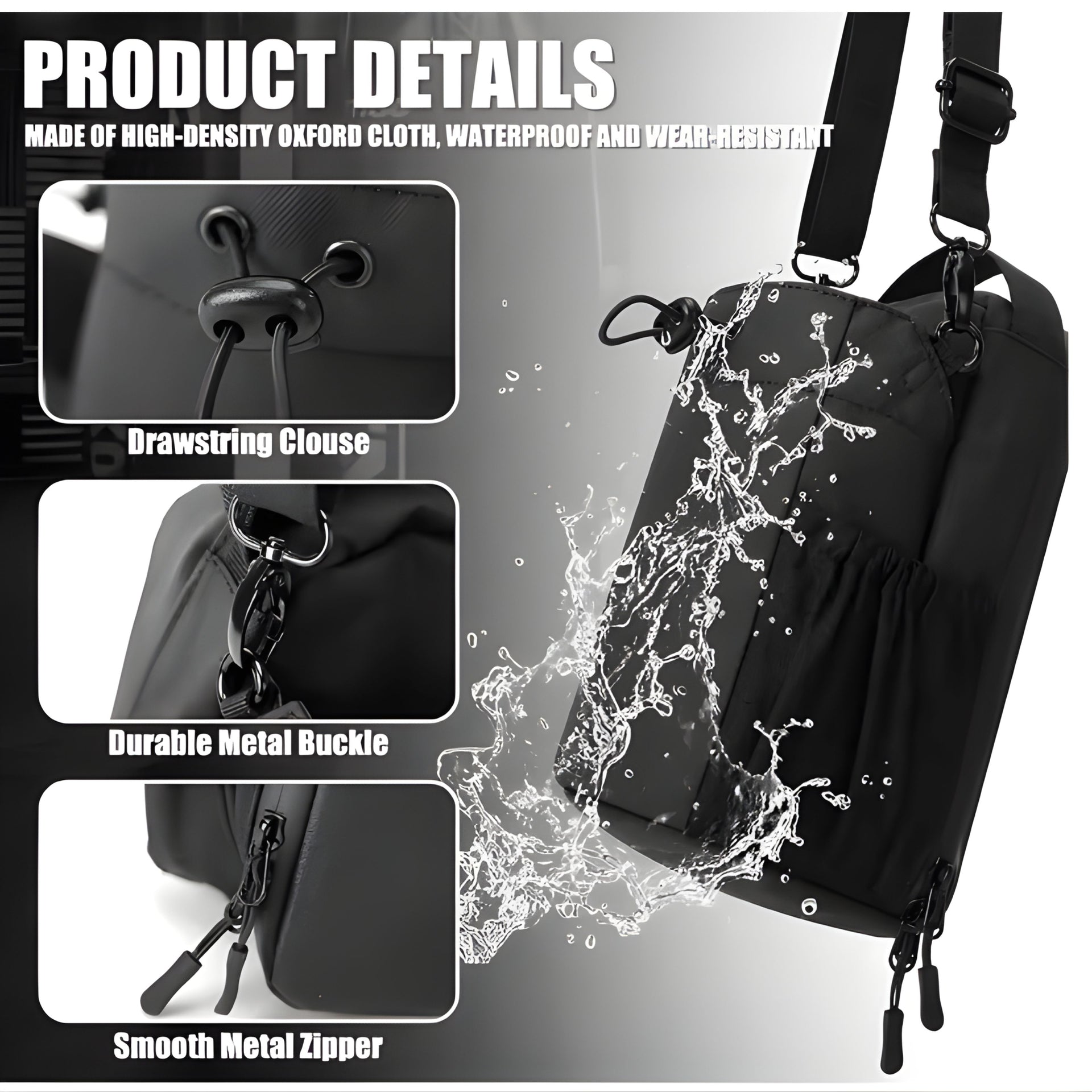 Magnetic Gym Bag Large Capacity Magnetic Carrier Bag with Phone Pocket Portable Gym Water Bottle Pouch Gym Accessories Organizer