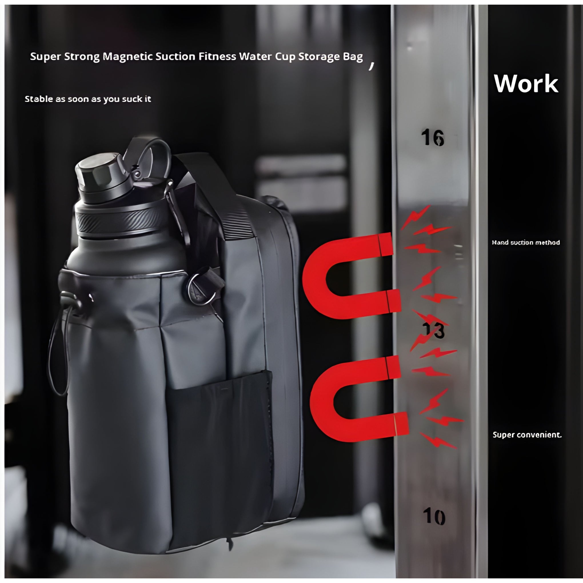 Magnetic Gym Bag Large Capacity Magnetic Carrier Bag with Phone Pocket Portable Gym Water Bottle Pouch Gym Accessories Organizer