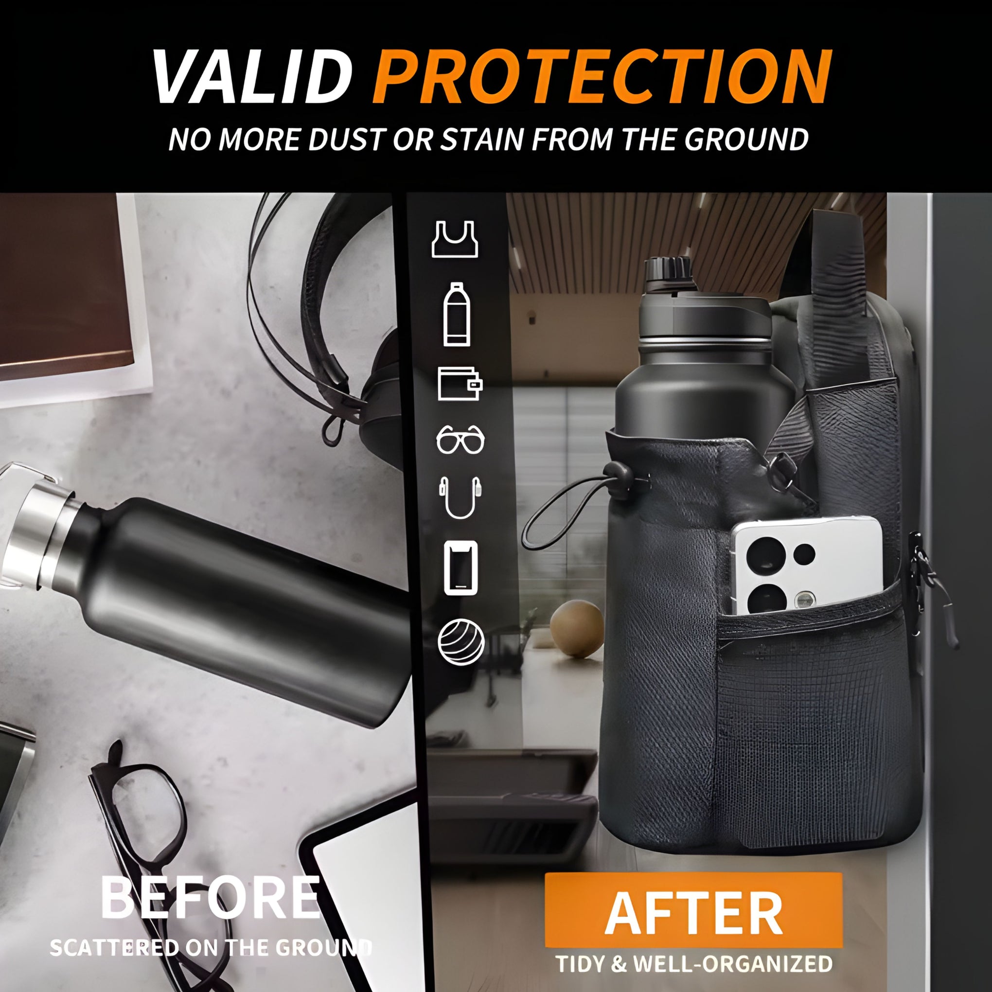 Magnetic Gym Bag Large Capacity Magnetic Carrier Bag with Phone Pocket Portable Gym Water Bottle Pouch Gym Accessories Organizer