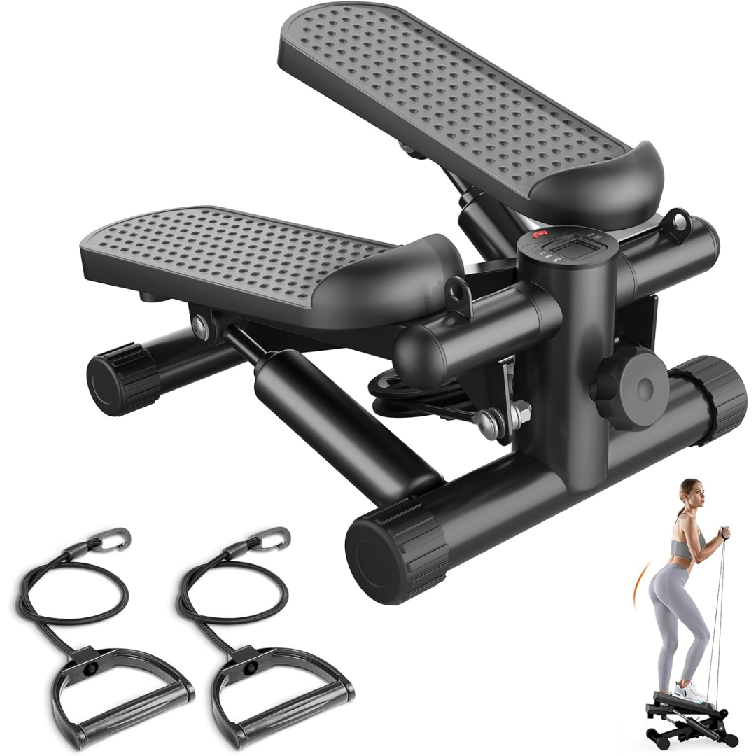 Compact Mini Stepper with Resistance Bands for Full Body Workouts