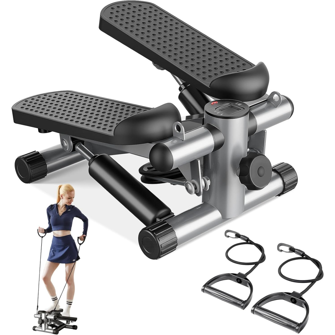 Compact Mini Stepper with Resistance Bands for Full Body Workouts