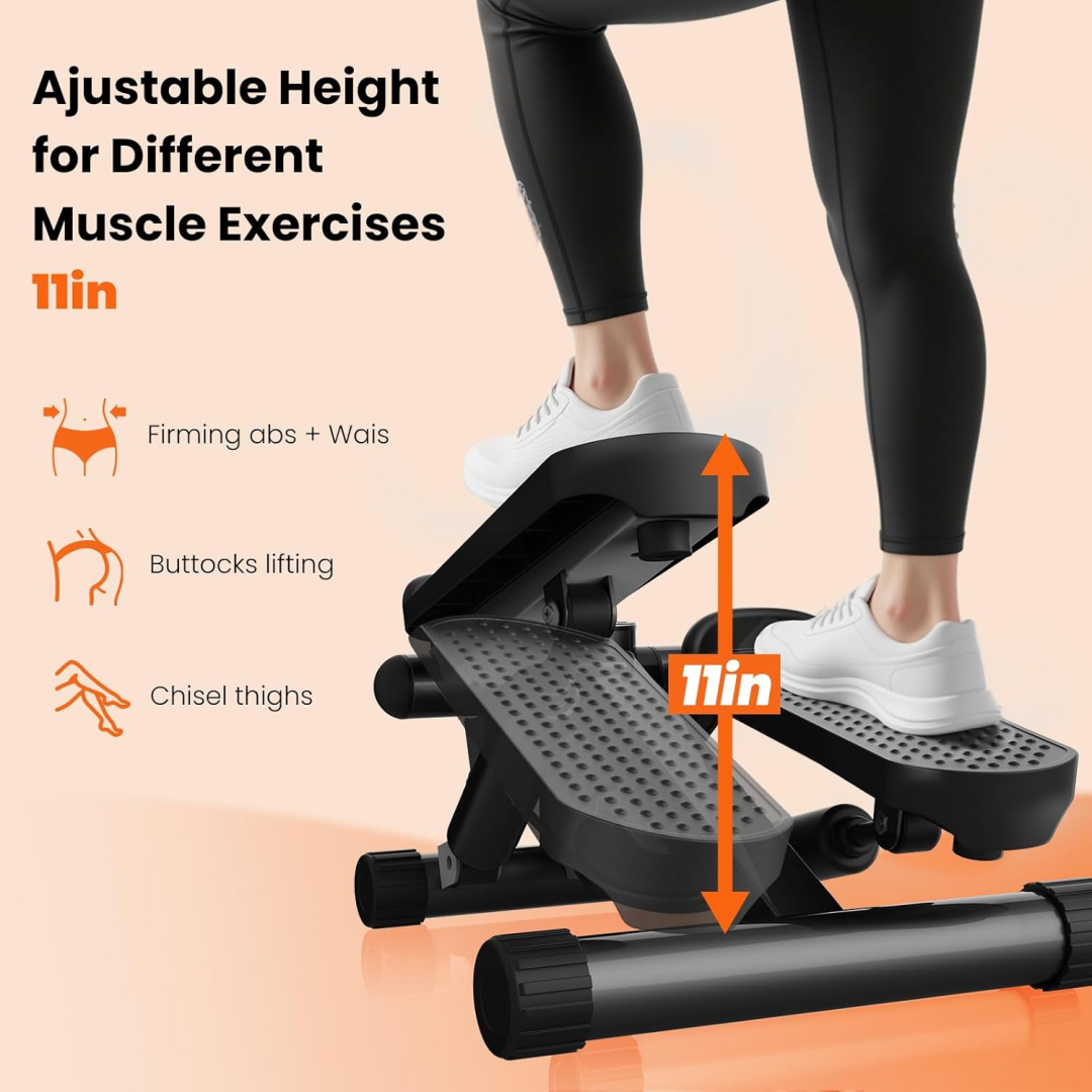 Compact Mini Stepper with Resistance Bands for Full Body Workouts